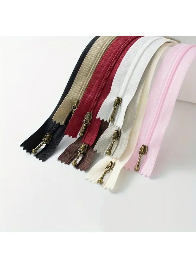 Pink 10pcs 15cm 5 9in Bead Embellished Copper Zipper Ties For DIY Crafts Sewing Supplies - Image 2